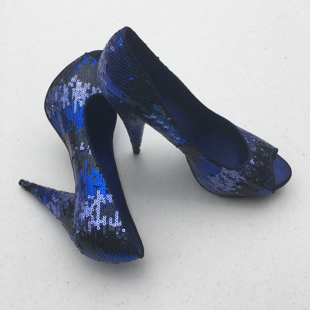 Aldo purple sequin open toe pumps heels shoes